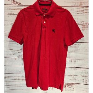 Men's Red Express Short Sleeve Lion Logo Polo Shirt Size Large